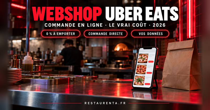 Webshop Uber Eats : la commande en ligne d'Uber, son vrai coût en 2026, 0 % à emporter, commande directe et données clients