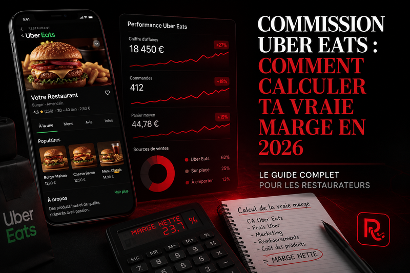 Commission Uber Eats : comment calculer sa vraie marge nette en 2026 (tableau de bord, calculatrice, coûts)