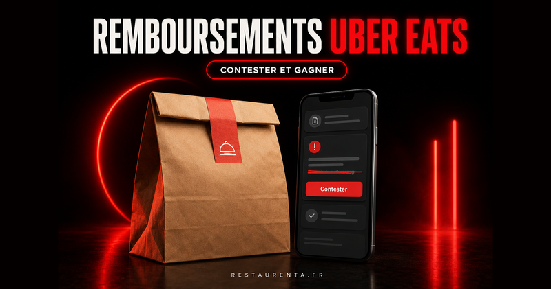 Remboursements Uber Eats : contester et gagner — sac de livraison scellé et interface de contestation